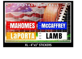 Fantasy Football Draft Board Kit 2024-25 4&quot;x1&quot; Stickers w/ Top ESPN Rook... - $20.00