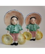 Vintage Ceramic Planter Lot 2 Asian Boys Occupied Japan Flower Pot Hand ... - $34.54