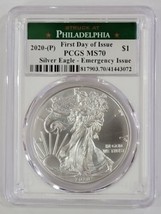2020-(P) American Silver Eagle PCGS MS70 FDOI (Philadelphia) Emergency I... - £158.27 GBP