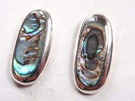 Natural Abalaone Oval 925 Sterling Silver Stud Earrings Corona Sun Jewelry - £18.03 GBP