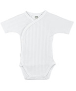 Kushies Short Sleeve Ribbed Cotton Wrap Bodysuit White Size Preemie - £9.53 GBP