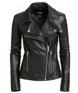 Black Women&#39;s Slim Fit Biker Style Real Leather Jacket - FR - £83.10 GBP
