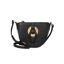 Crossbody purse Handbag BLACK Cecile Fashionable Ladies Gold Circle Decal - $10.89