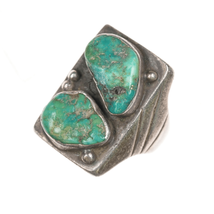 sz9.5 Vintage Native American sterling and turquoise long ring - $227.70