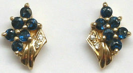 14K Yellow Gold Over Round Blue Sapphire &amp; Diamonds 2.65Ct Stud Earrings - £87.63 GBP