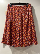 Lularoe Llr Madison Size Large Knee Length Skirt Multicolor Triangles #596 - £27.96 GBP