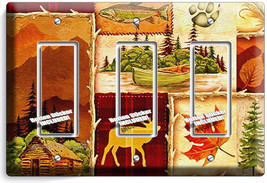 Hunting Cabin Fishing Moose Patchwork 3 Gfci Light Switch Wall Plates Room Decor - £13.15 GBP