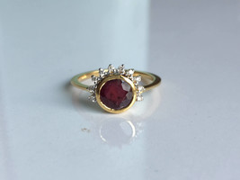 AAA quality natural red ruby and white diamonds ring in 14k hallmarked gold - £832.85 GBP