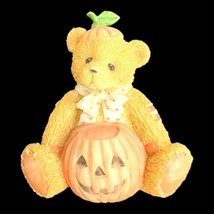 Enesco Cherished Teddies Pin Brooch 1995 Halloween Jack O&#39;Lantern Teddy Bear 2&quot; - £6.48 GBP