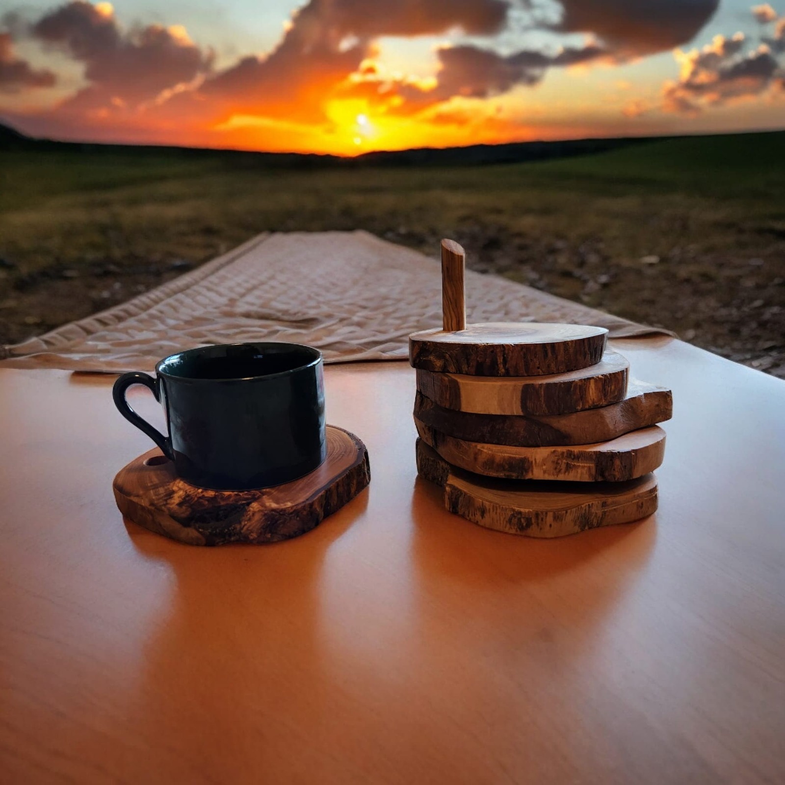 Olive Wood Natural Coaster - $41.24