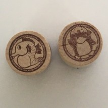 Tiny Rubber Stamps Circles Penguin in Baseball Hat &amp; Seahorse Card Making Craft - £3.19 GBP