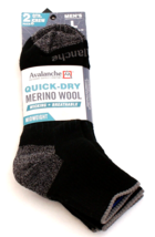 Avalanche Black Merino Wool Quarter Crew Socks 2 in Package Men&#39;s L 6-12 NWT - £27.24 GBP