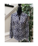 Michael Kors Jacket Women 6 Blue White Geo Print Stretch Double Pockets ... - $37.91 CAD