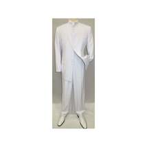 Mens Apollo  King  Banded Collarless suit Chinese Mandarin Wide leg AG98 White image 3