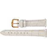Ladies 20 mm Regular Cream Leather Alligator Grain Padded Strap Band  - $31.31