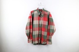 Vintage 90s Streetwear Mens Large Thrashed Flannel Collared Button Down Shirt - $39.55