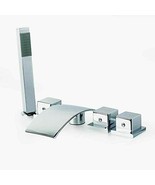 3-Handle Deck Mount Waterfall Roman Tub Faucet Polished Chrome Handheld ... - $229.41 CAD