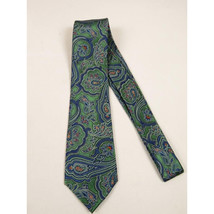Men's 100% Silk Necktie By Bruno Piattelli Paisley Floral Fancy BP20 Green Blue image 2