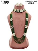 Indian Green Long Gold Plated Choker Kundan Jewelry Necklace Earrings Set Latest - £40.84 GBP