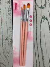 3Pcs Flat Different Shape Paint Brush Wood Handle Nylon Hair Brush - £9.68 GBP