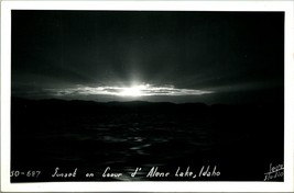 RPPC Sunset on Coeur d&#39; Alene Lake Idaho ID UNP 1940s Postcard Tegs Studio B1 - £6.97 GBP