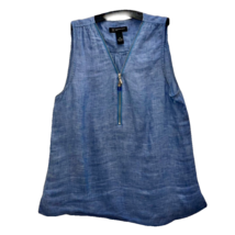 INC International Concepts Petite Womens Blue Chambray Linen Top Size 4P - £7.06 GBP