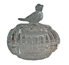 Crystal Clear Glass Egg Shaped Dish with Bird Trinket Dish Lidded - £16.99 GBP