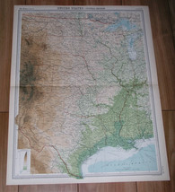 1922 Vintage Map Of Central Usa Texas Oklahoma Louisiana Colorado Kansas - £23.98 GBP