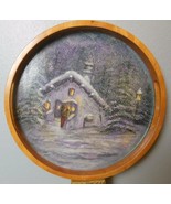 Vintage Beachwood Tray with Church in Snow by Furiio 15&quot; x 2&quot; Deep with ... - $26.73