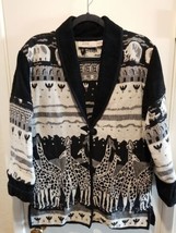 Anu by natural  African Safari Giraffe Black and White Tapestry Jacket W... - £33.23 GBP