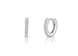 ADIRFINE 925 Sterling Silver Cubic Zirconia Huggie Hoop Earrings - $43.19