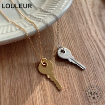 Louleur 925 Sterling Silver Simple Key Pendant Necklace Elegant Temperament Fros - £28.59 GBP