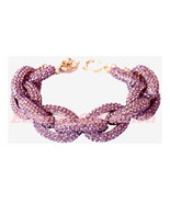 Clearance - Chunky Classy Pave Link Chain Amethyst Bracelet w/1,500+ Cry... - £10.14 GBP