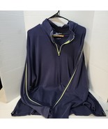 Eddie Bauer Performance Size XXL Navy Blue With Green Quarter Zip Pullover - $189.41 MXN