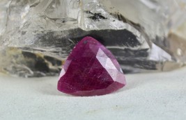 Flat Natural Ruby Faceted Triangle Cabochon 24MM 24.50 Cts Gemstone For Pendant - £190.35 GBP