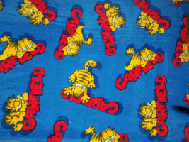 Garfield the Cat Fleece Throw Blanket Hand Tied Red Blue Adult Size 56&quot;x 68&quot; - £117.23 GBP