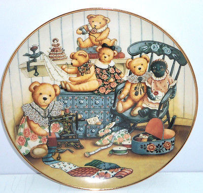 Primary image for Teddy Bear Sewing Circle Collector Plate Franklin Mint COA Vintage