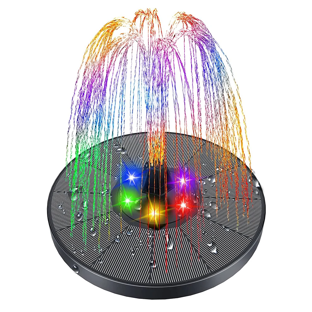 Solar Fountain LED Light Colorful Swimming Pool Fountain Pump with 6 Nozzles Sol - £179.22 GBP