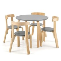 5-Piece Kids Wooden Curved Back Activity Table and Chair Set with Toy Br... - $187.10
