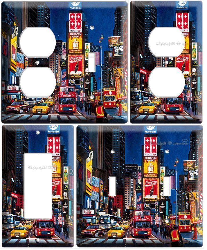 NEW YORK CITY MANHATTAN NIGHT SKY TIME SQUARE BIG APPLE COVER WALL PLATES DECOR