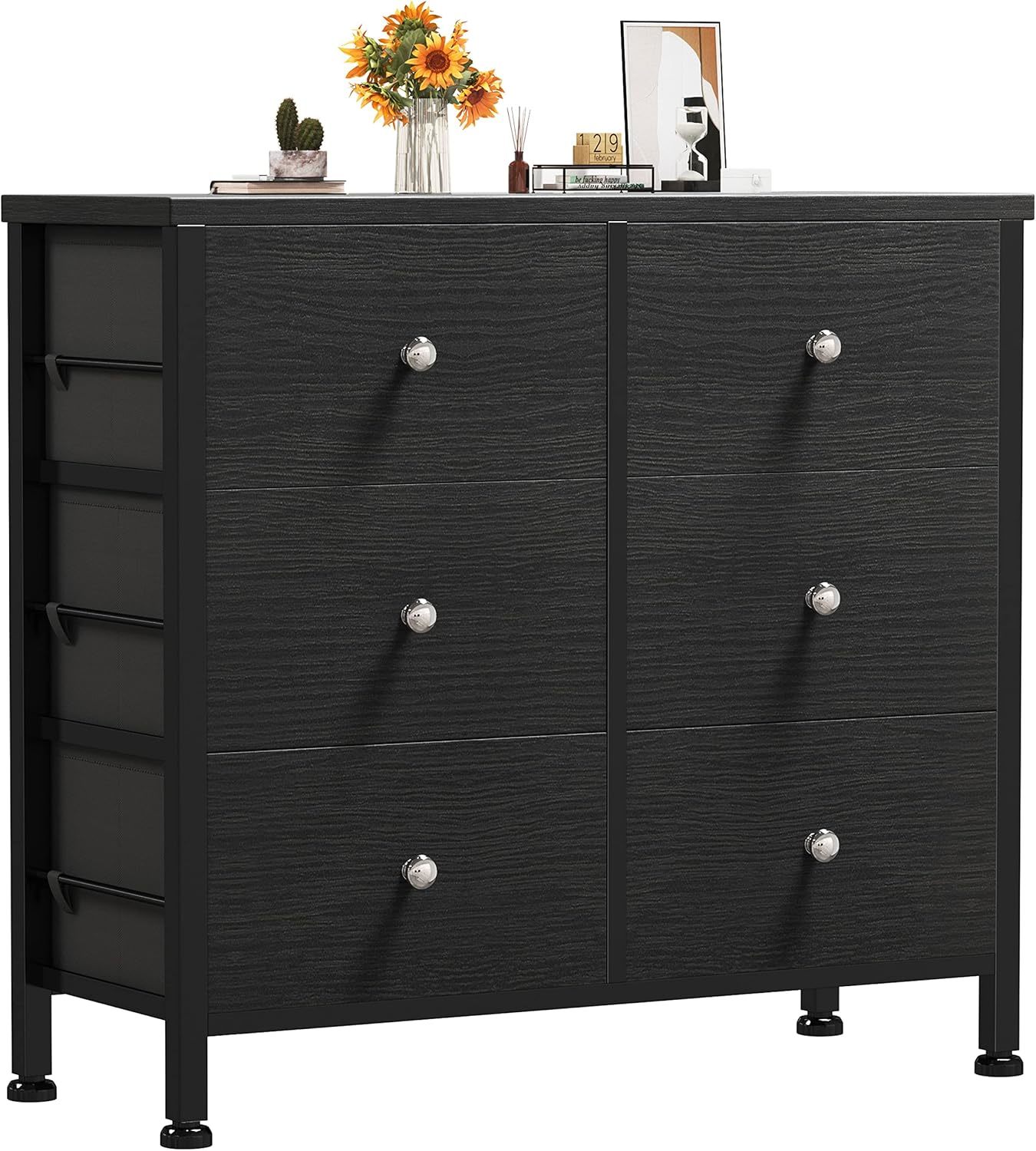 Boluo Black Dresser For Bedroom 6 Drawer Dressers &amp; Chests Of Drawers Small - $90.98