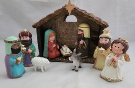 Berkley Jensen 11 Pc Childs Christmas Nativity Creche Hand Painted Figurines - £15.01 GBP