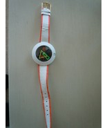 Vintage Sergio Quartz Pop-Art  X1000 Watch White Leather/Orange Trim - $17.99