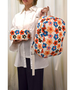Khaki Flower Print Corduroy Backpack with Matching Pouch - $24.33 CAD