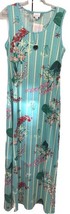 NWT Lularoe Medium Aqua Striped &amp; Floral Knit Dani Long Column Maxi Dress - $39.59