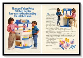 Print Ad Fisher-Price Kitchen Playset Vintage 1993 2-Page Magazine Advertisement - £7.75 GBP