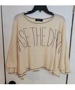 Womens S Blue B Ivory Beige Oversized Slouchy Chase the Dream Sweatshirt - $349.79 MXN