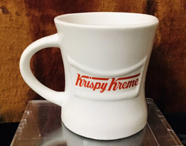 Krispy Kreme Doughnuts Embossed Logo Heavy Bowtie White Cup Mug HTF - £39.42 GBP