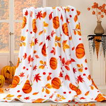 Fall Throw Blanket, Halloween Pumpkin Autumn Plush Fall Decor Fleece Fuzzy Picni - $35.13