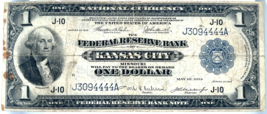 Series of 1918 $1 United States Note Federal Reserve Kansas City Fine FR... - $118.80
